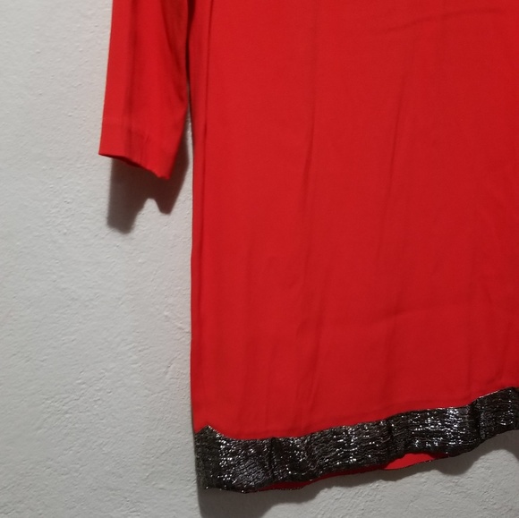 Sandro Reveil Metallic Hem Long Sleeve Shift NWT - Picture 7 of 8